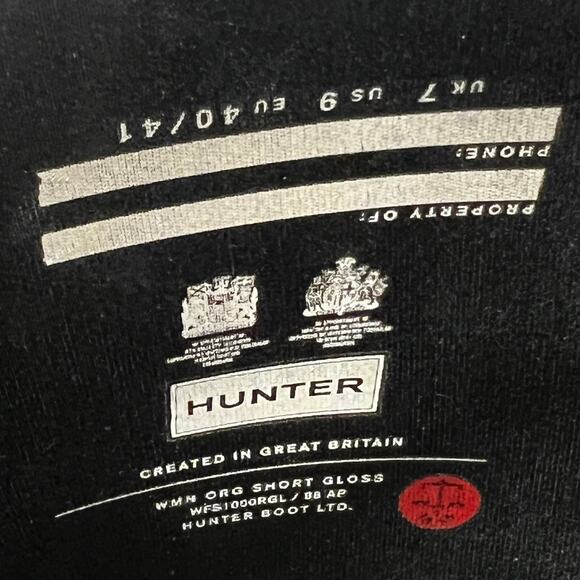 Hunter Original Short Black Gloss Waterproof Rain Boots Comfortable Black Size 9 - Picture 9 of 13
